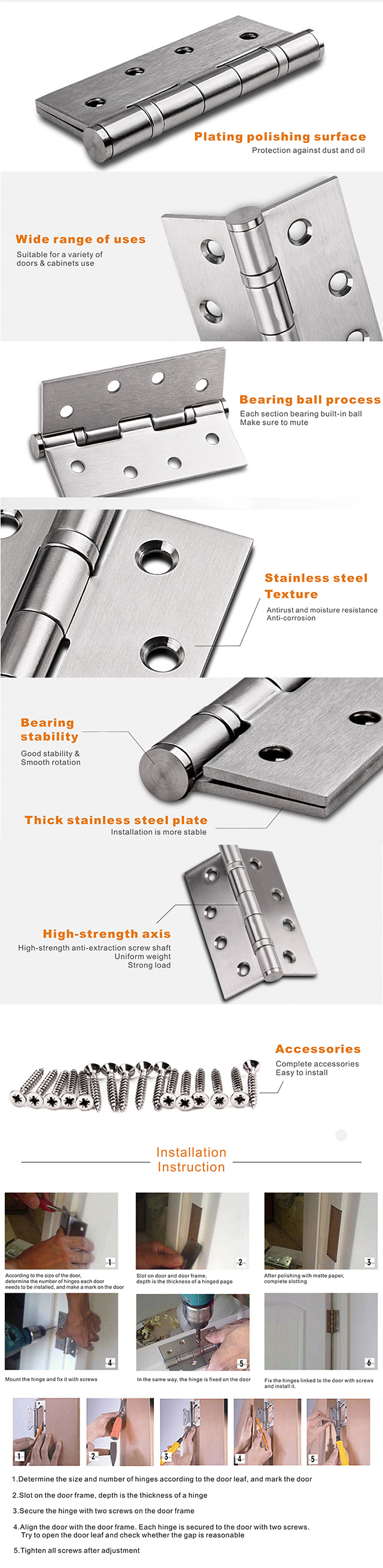 Dh Bb Stainless Steel Butt Hinge For Heavy Door Buy Flat Head