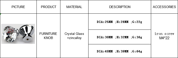 New Design Crystal Glass cabinet knob 