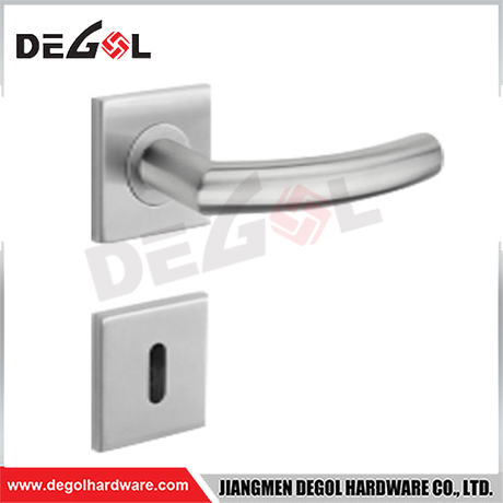 LH1099 Modern Curved Stainless Steel Style Door Lever Handle on Square Rose