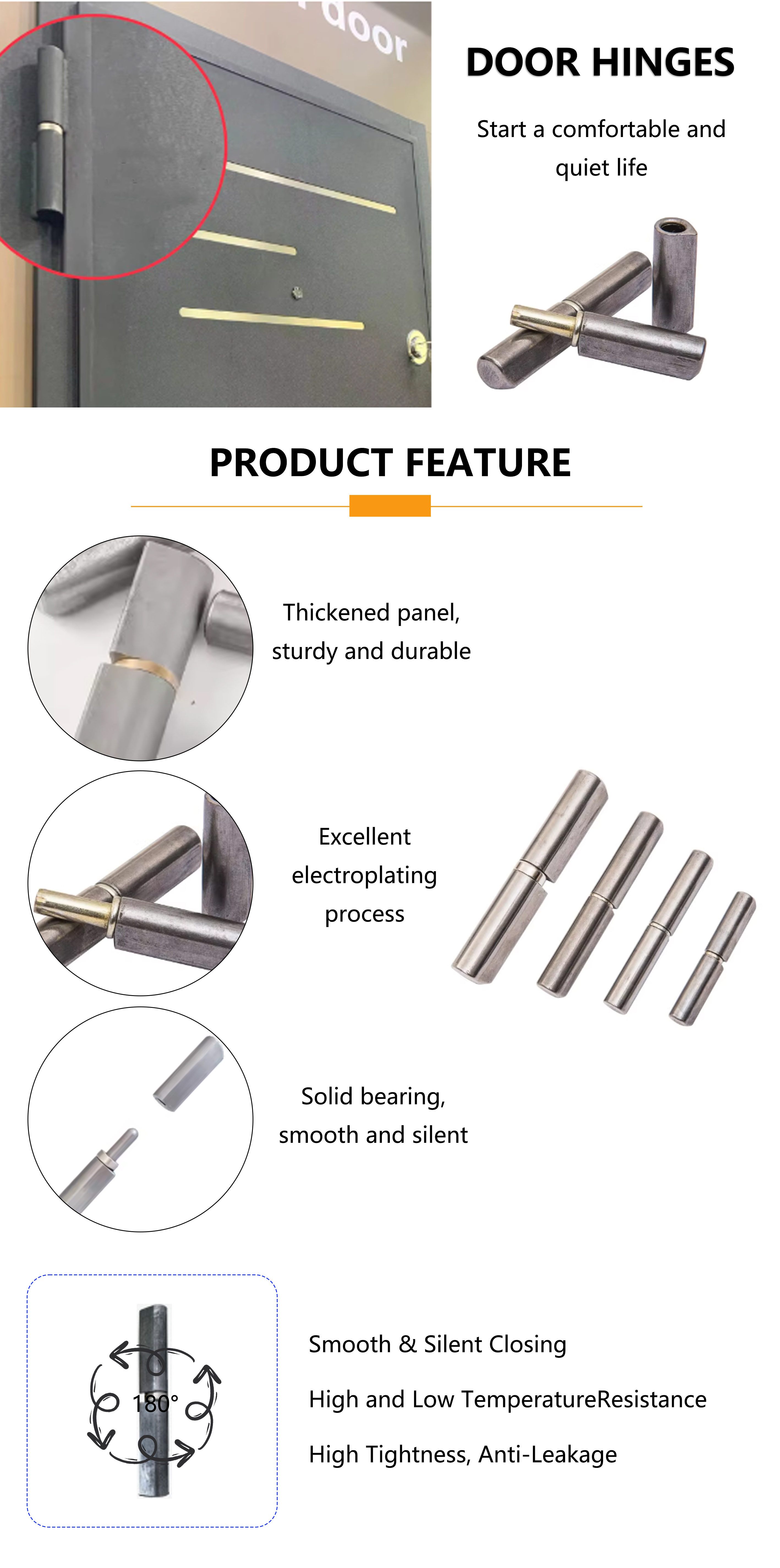 Steel Welding Hinge Rotating Structure Heavy Duty For Iron Gate Door Hardware Fittings