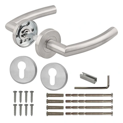 LH1008 Hollow Lever Handle Stainless Steel Door Handle On Rose for Residential Hotel and Commercial Doors