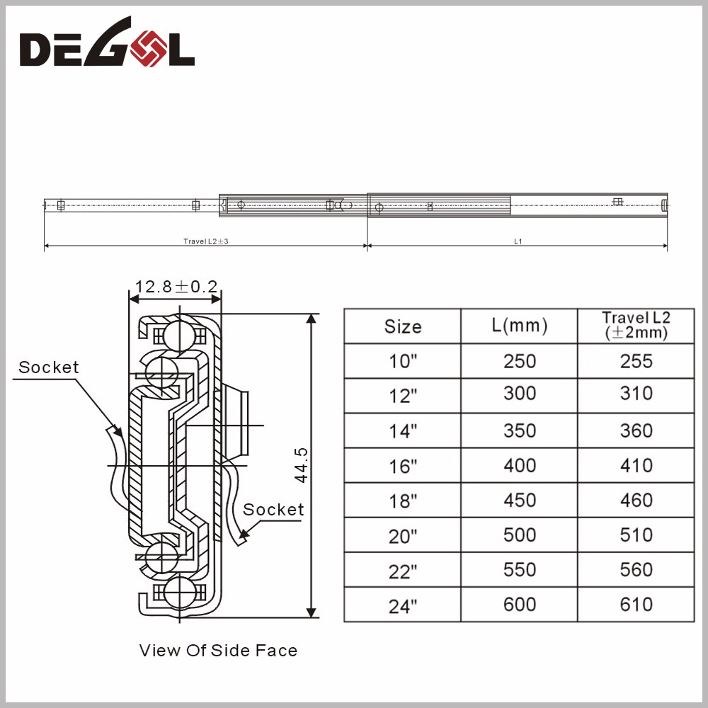  smooth full telescopic channel drawer slide