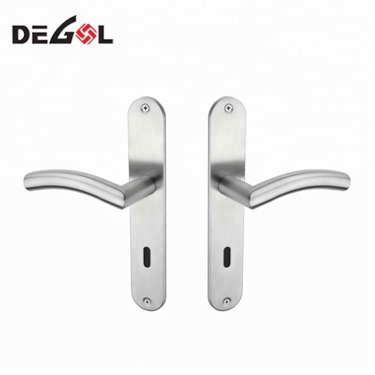 Hot sale stainless steel residential interior solid anti fire door lever handle on plate