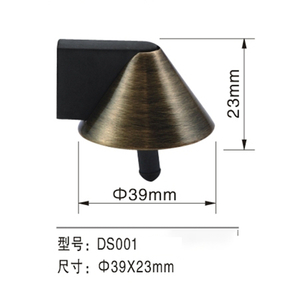 DS001 Zinc Alloy 39*23 MM SC CP AB PC PVD SSS PSS BP Multiple Surface Treatments Pyramid Shaped Door Stopper