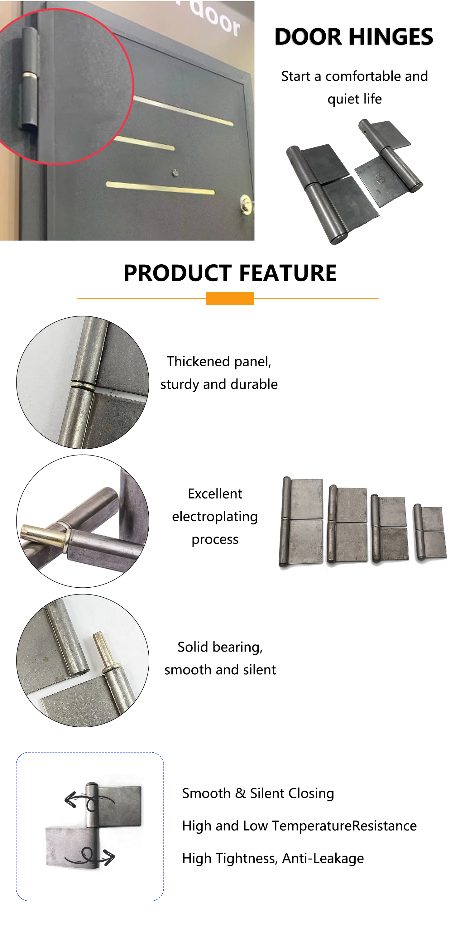 Steel Welding Hinge Rotating Structure Heavy Duty For Iron Gate Door Hardware Fittings