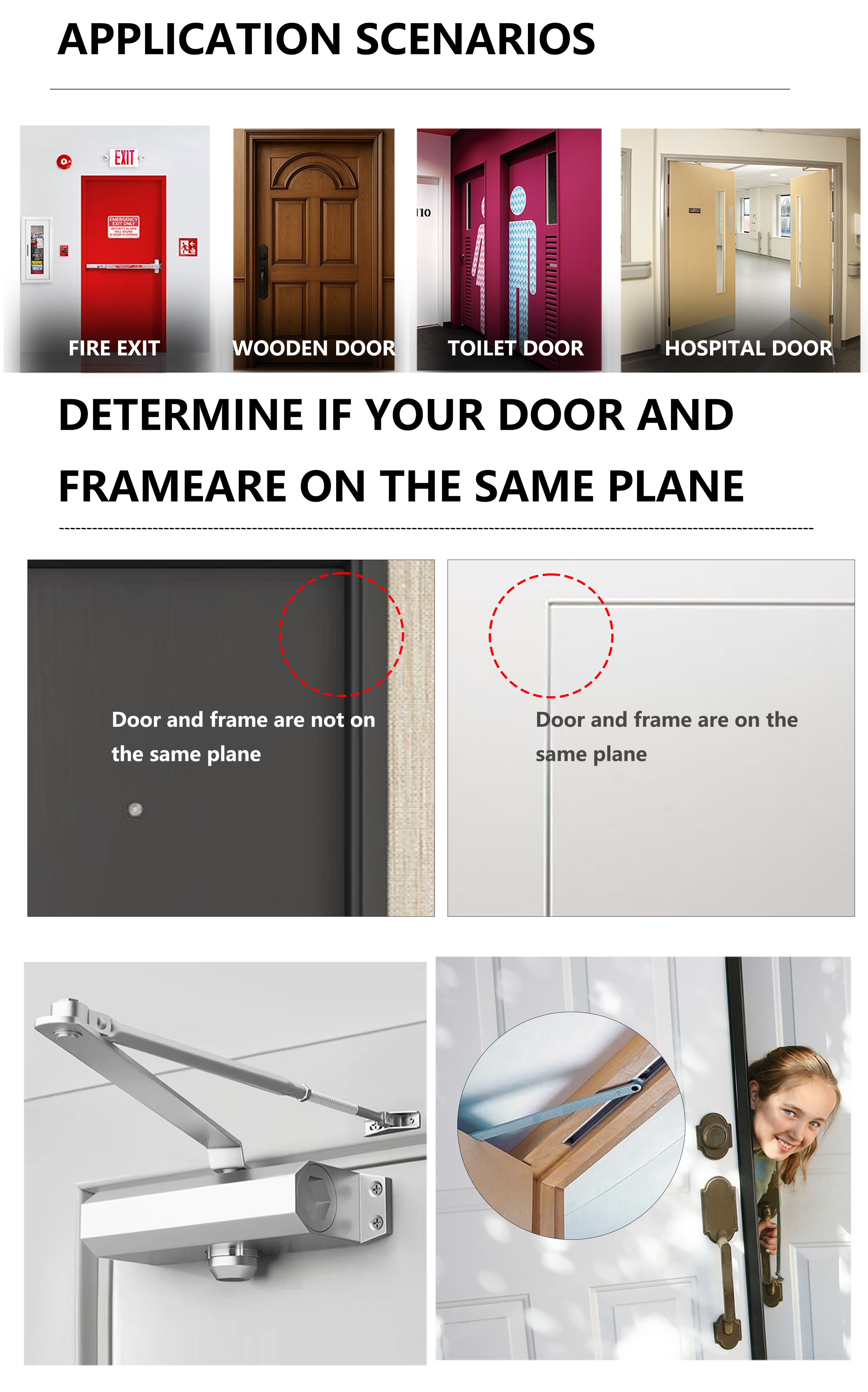 Non Handed Concealed Door Closer Universal Installation For Left And Right Opening Doors