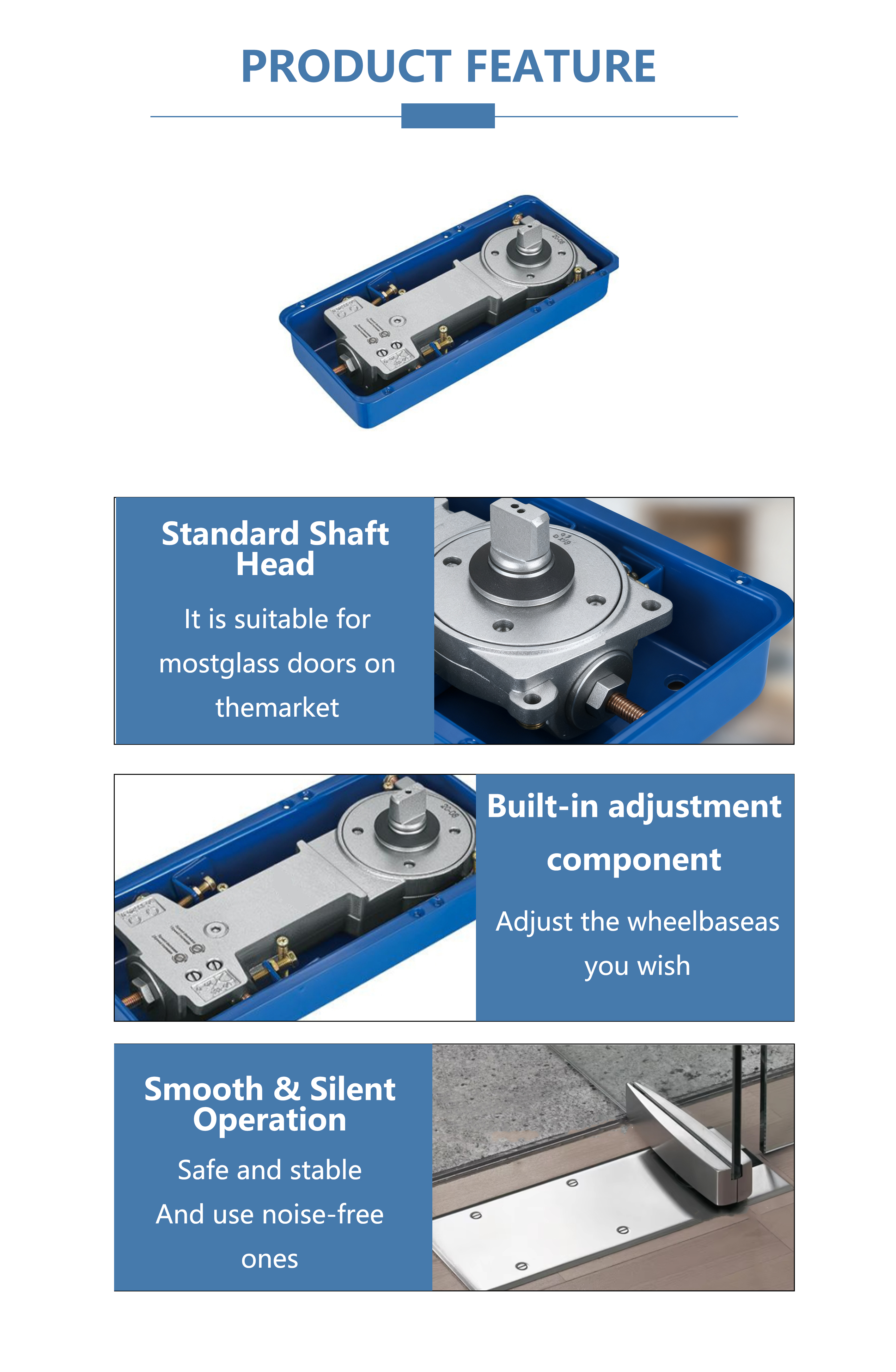 Glass Door Floor Hinge Hydraulic Design Stable Operation For Tempered Glass Door Fittings