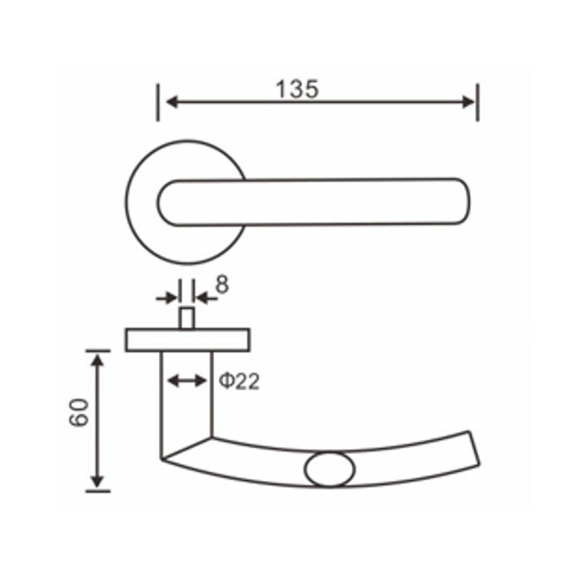 LH1008 Hollow Lever Handle Stainless Steel Door Handle On Rose for Residential Hotel and Commercial Doors