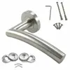 LH1009 Curved Tubular Arched Lever Handle Stainless Steel Door Handle On Rose for Residential Hotel and Commercial Doors