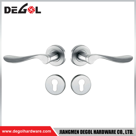 LH1103 Modern Wave-Shaped Curved Door Lever Handle with Round Rose and Euro Profile Escutcheon