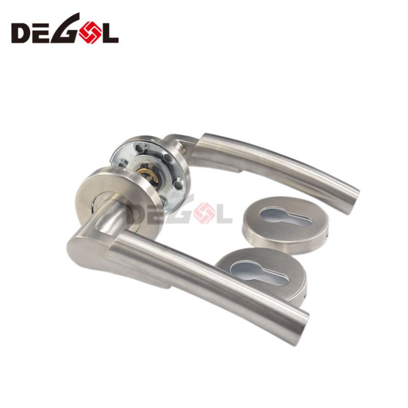 Made in China stainless steel tube lever residential exterior door handle sets double thumb turn button