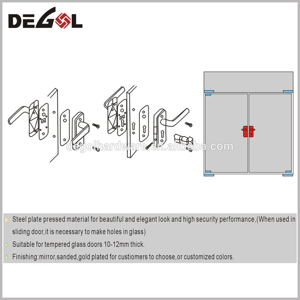  high security double sided stainless steel glass door handle lock