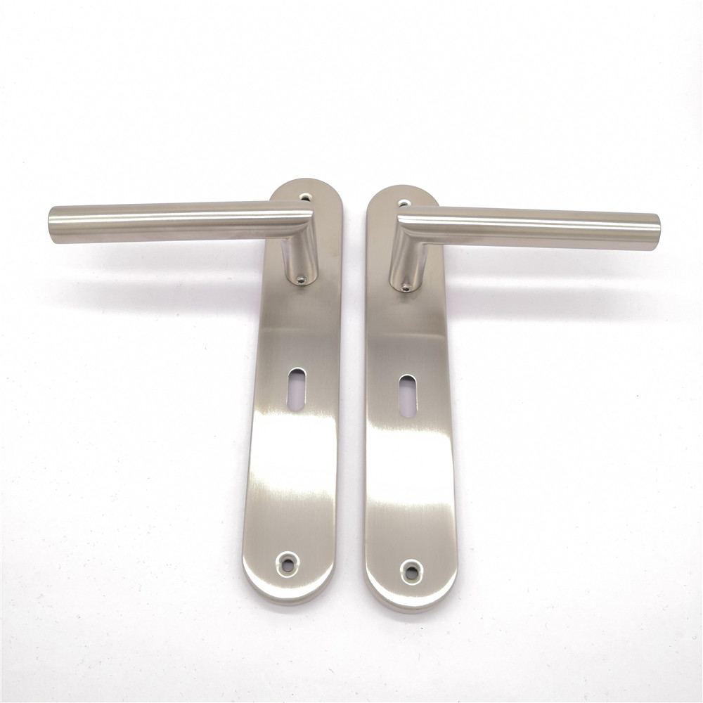 European Stainless Steel Door Lever Handle On Square Plate