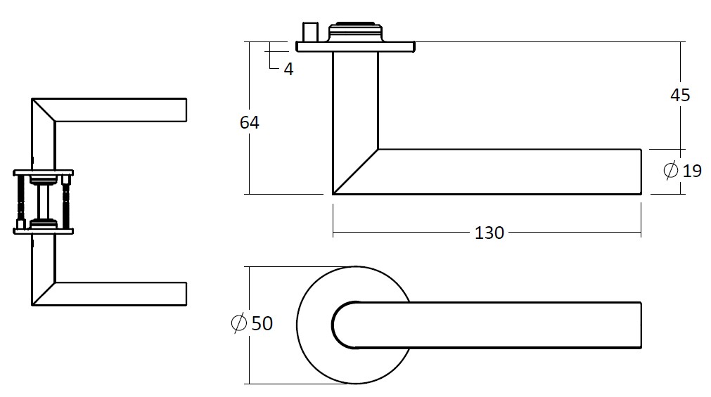 LH1003 Right Angle Lever Handle Stainless Steel Door Handle On Rose for Residential Hotel and Commercial Doors
