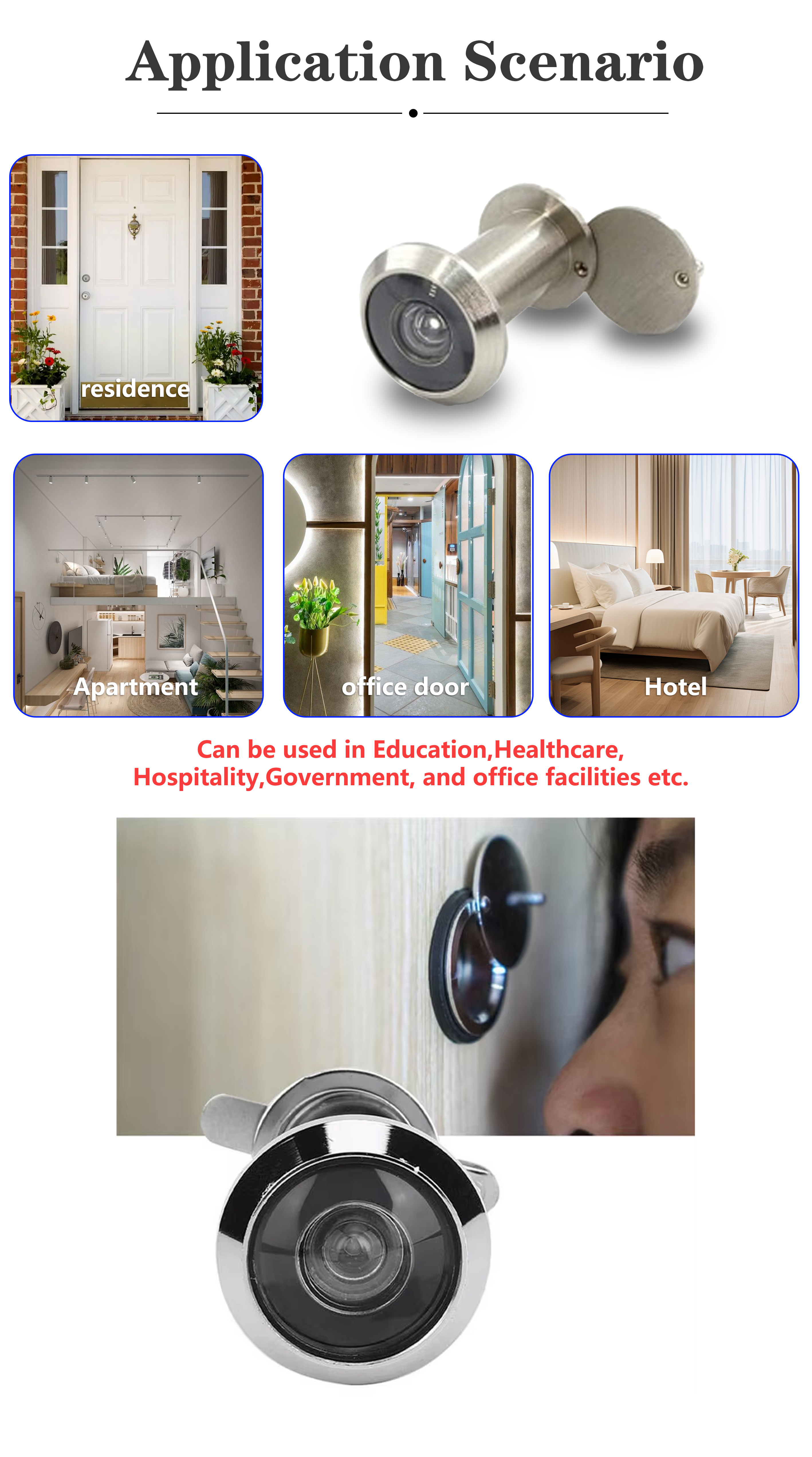 DV1004 Metal Fire Door Security Viewer with Protective Cover for Residential and Commercial Entrance Doors