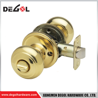 DBL1201 Polished Brass Bedroom / Bathroom Door Knob With Lock