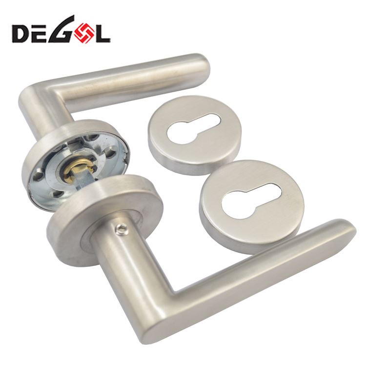 Made in China stainless steel tube lever residential exterior door handle sets double thumb turn button