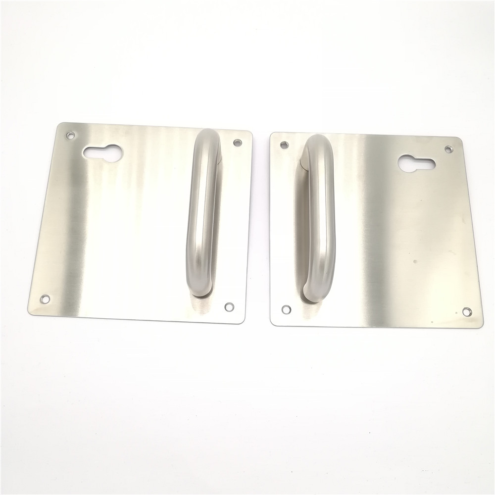 Square door handle with plate
