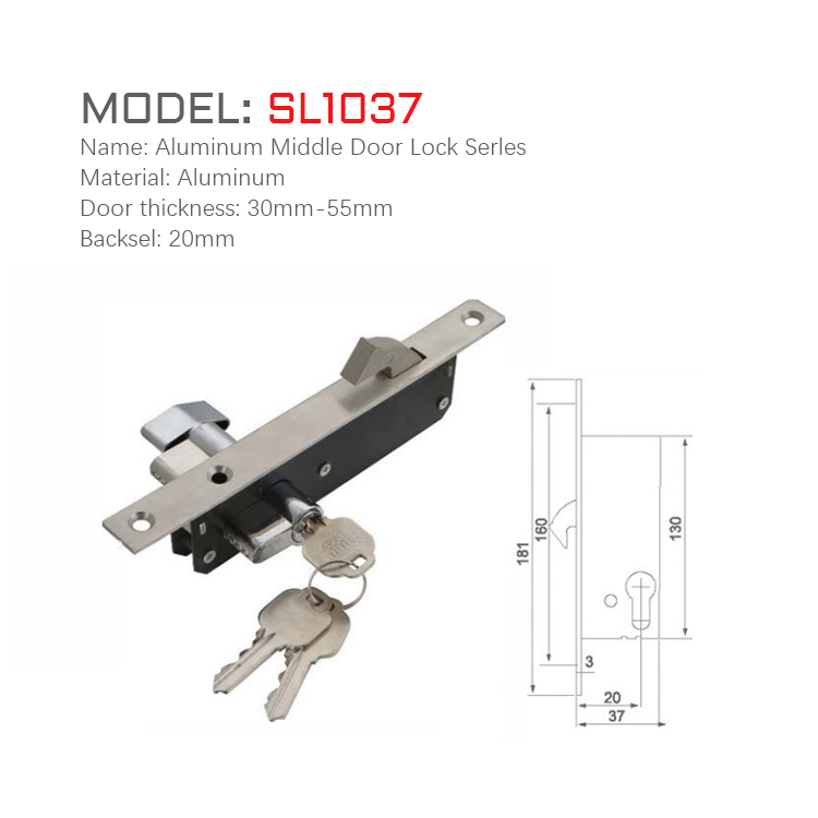 SL1037 Modern luxury Aluminium narrow 85 mmPassword Aluminum Sliding Door Lock Modern designed stainless steel sliding door lock with zinc material body 