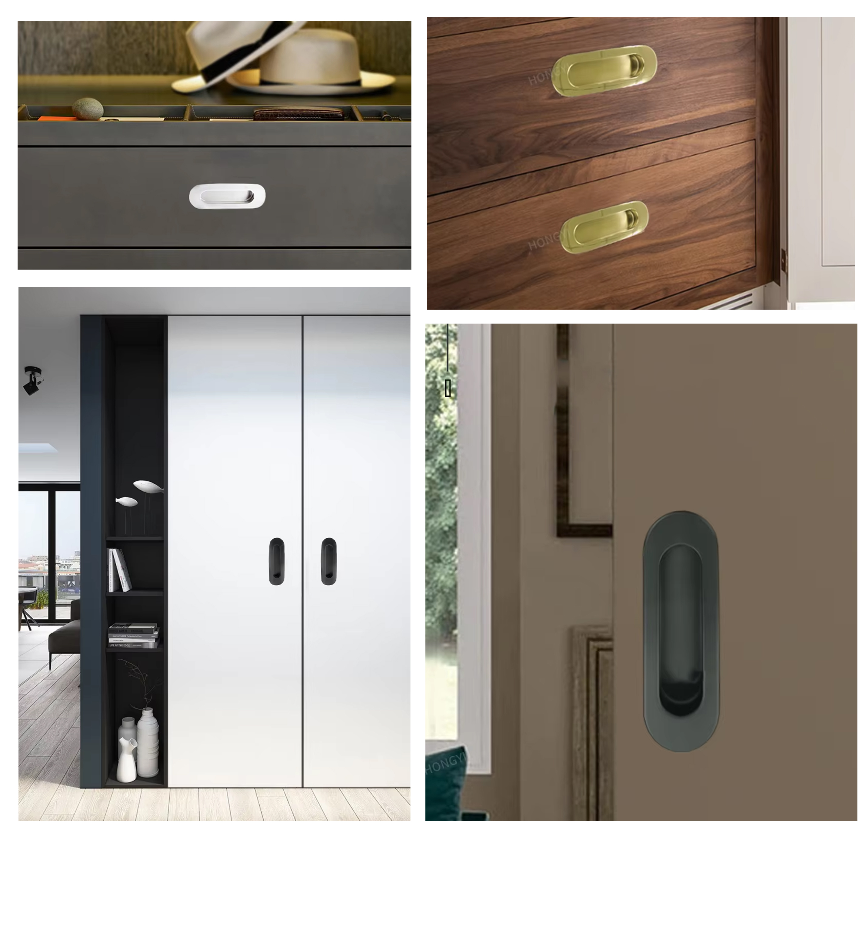 Concealed Handle Smooth Embedded Structure For Household Door Cabinet Hardware Parts