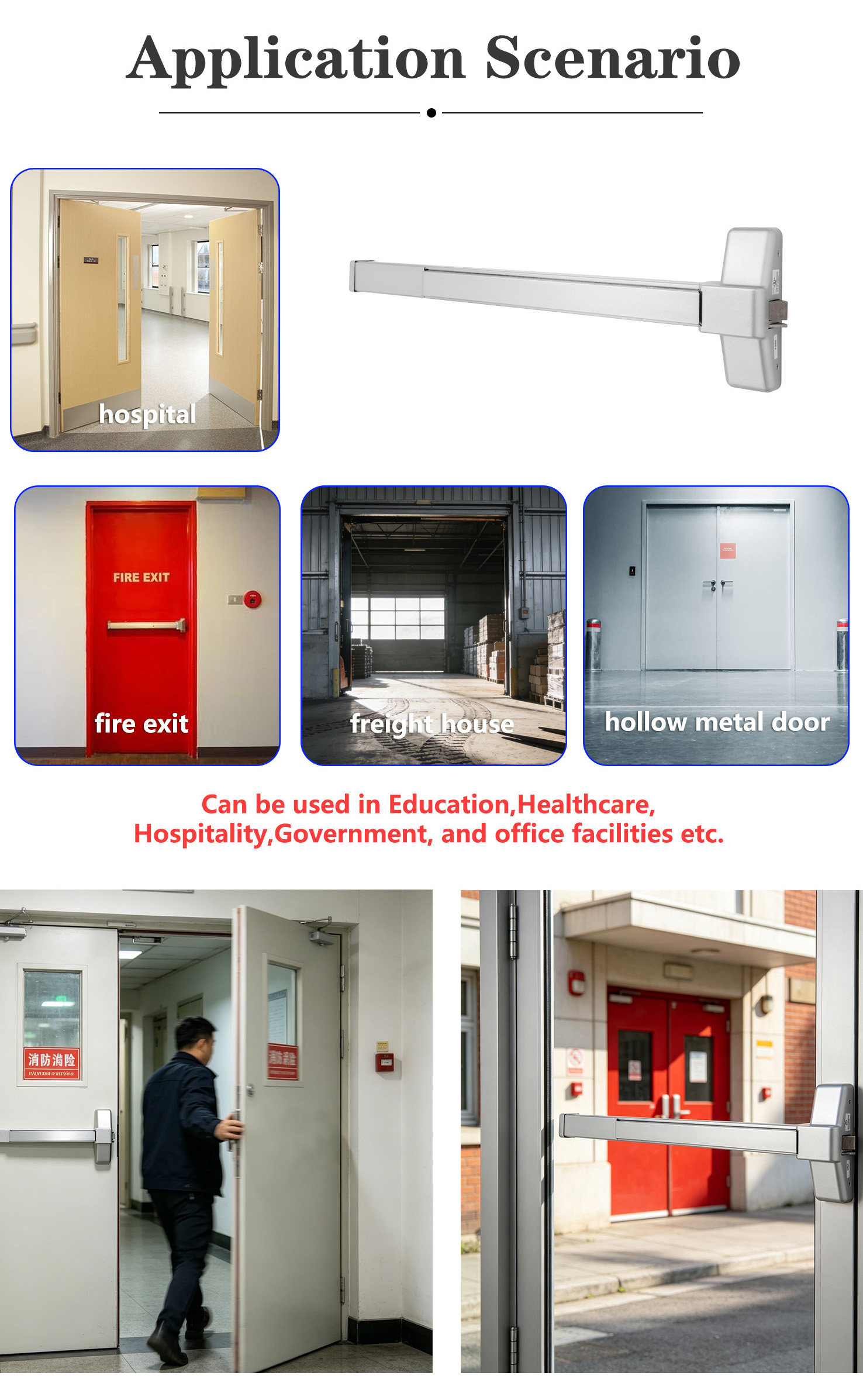 Push Bar Door Locks Fire Rated Design For Safety Emergency Exit Door Hardware