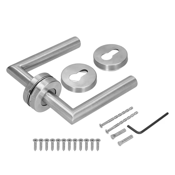 LH1003 Right Angle Lever Handle Stainless Steel Door Handle On Rose for Residential Hotel and Commercial Doors
