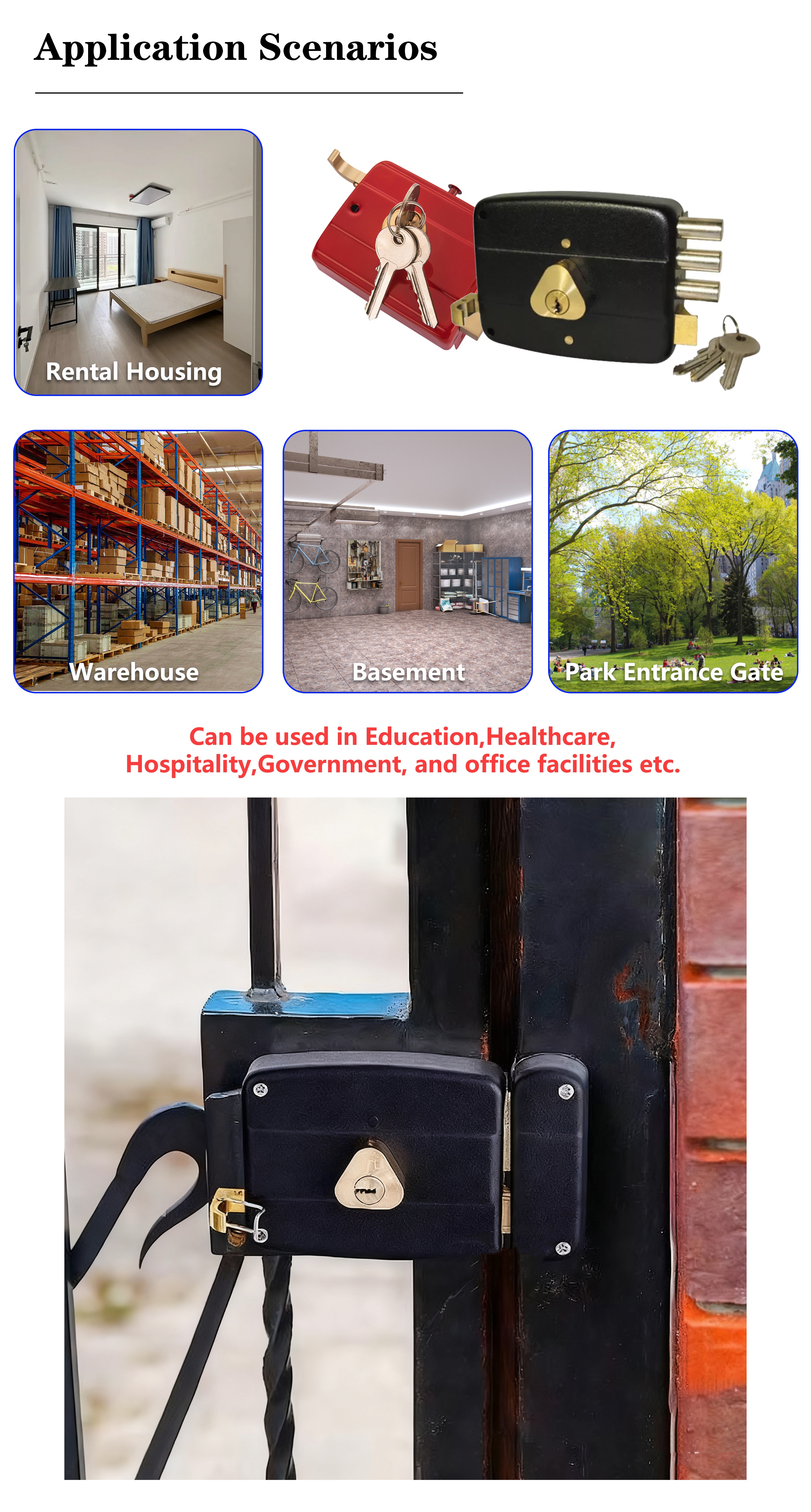 RL1002 Surface Mounted Black Rim Lock – Wholesale Door Rim Lock Manufacturer
