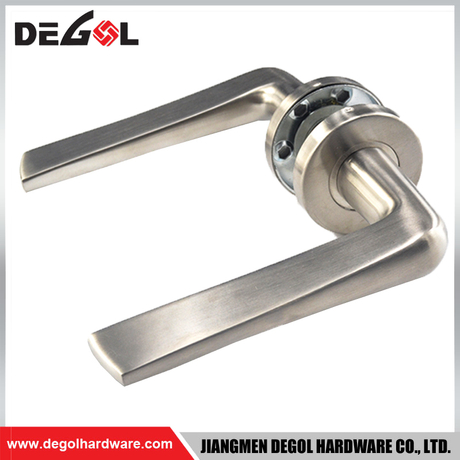 LH1013 Offset Rectangular Stainless Steel Door Lever Handle on Round Rose