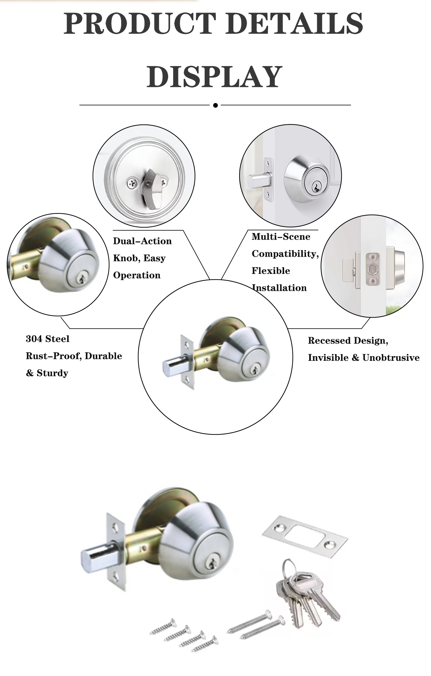 Stainless Steel Deadbolt Lock for Residential and Commercial Doors