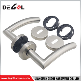 Manufacturers in china stainless steel tube type round bar lever latch door handle on rose in 50mm