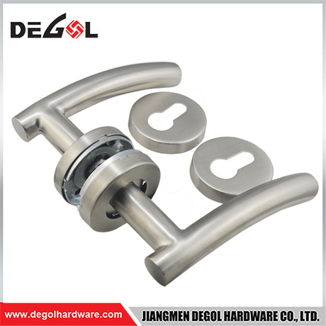 LH1096 American Style U Shape Tubular Entrance Lever Door Handle on Round Rose