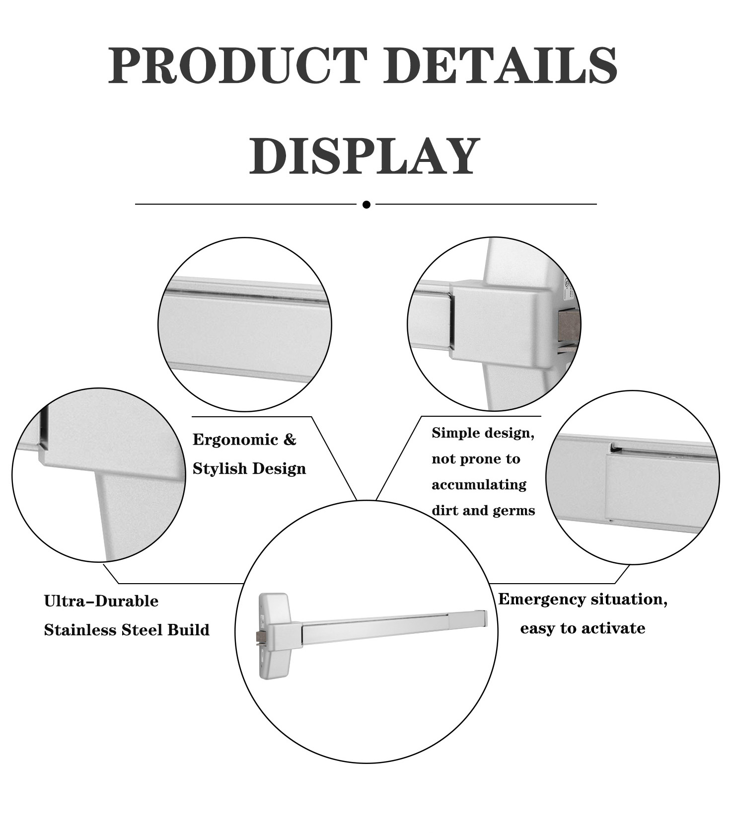 Push Bar Door Locks Fire Rated Design For Safety Emergency Exit Door Hardware