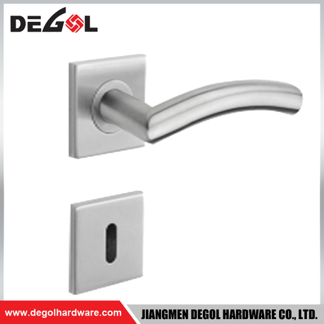 LH1098 Modern Curved Stainless Steel Style Door Lever Handle with Square Rose