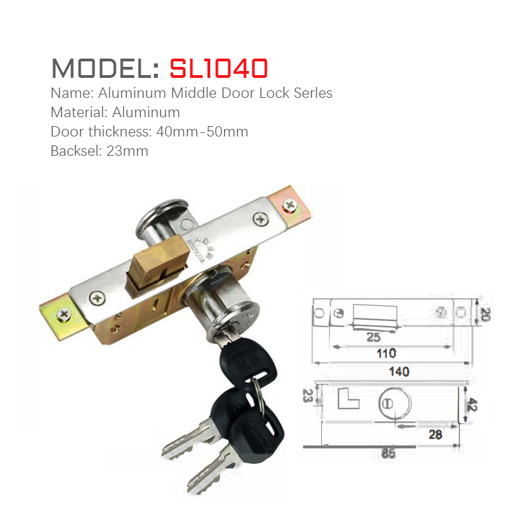 SL1040 Modern luxury Aluminium narrow 85 mmPassword Aluminum Sliding Door Lock Modern designed stainless steel sliding door lock 