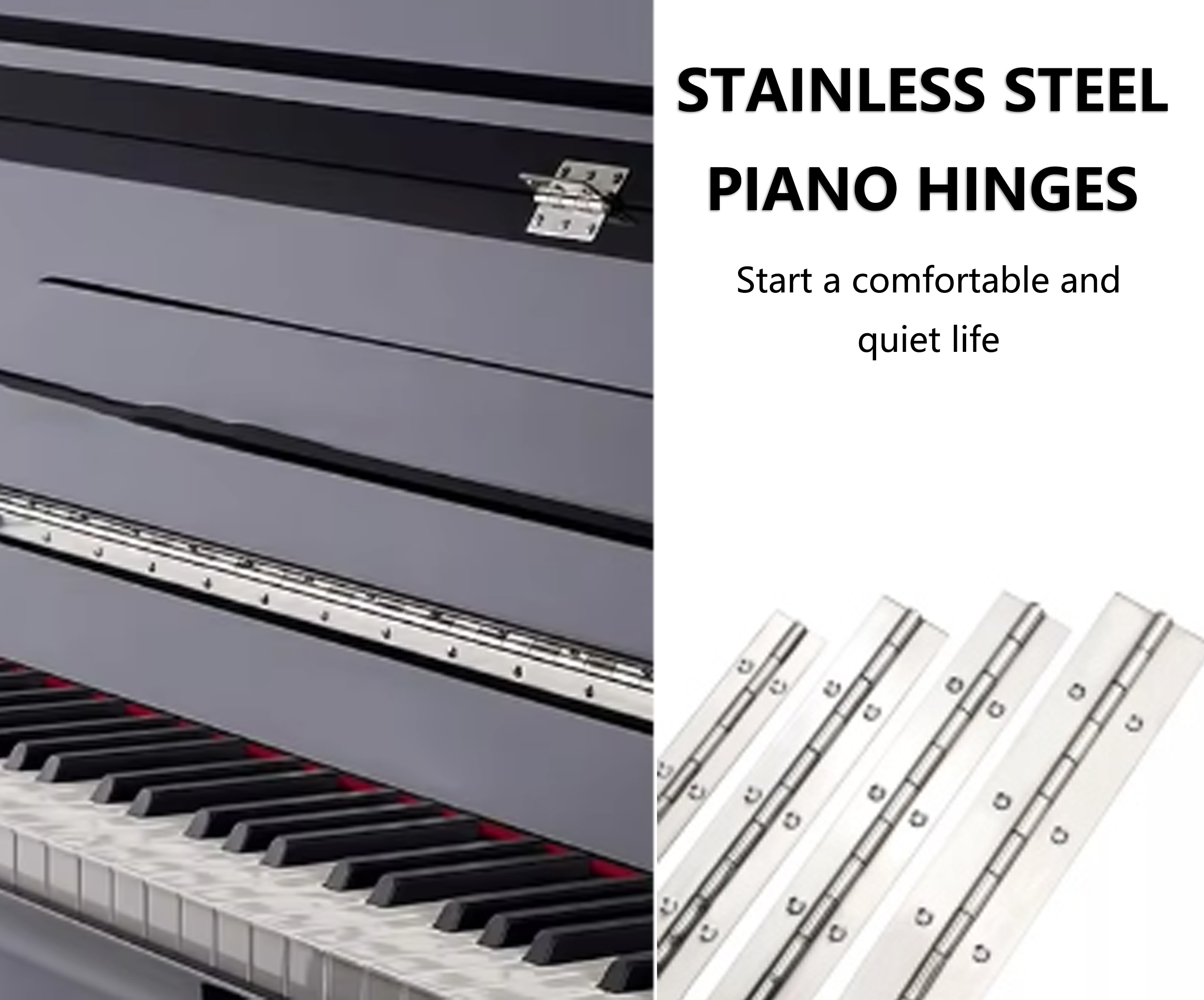 Heavy Duty Stainless Steel Piano Hinge With Holes For Cabinet Furniture Installation