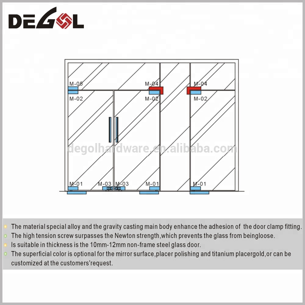 Safe frameless sliding manufacturer high quality glass door patch fitting