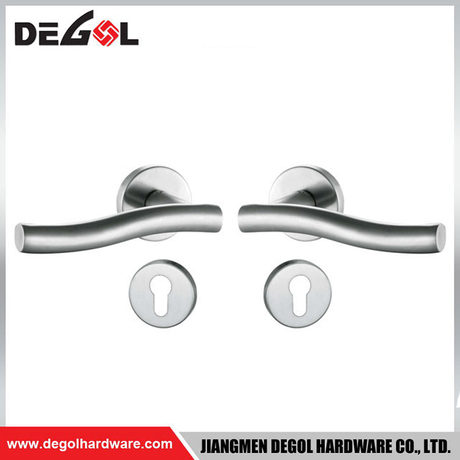 LH1007 S-Shape Wave Tubular Lever on Rose Zinc Alloy Door Handle Set