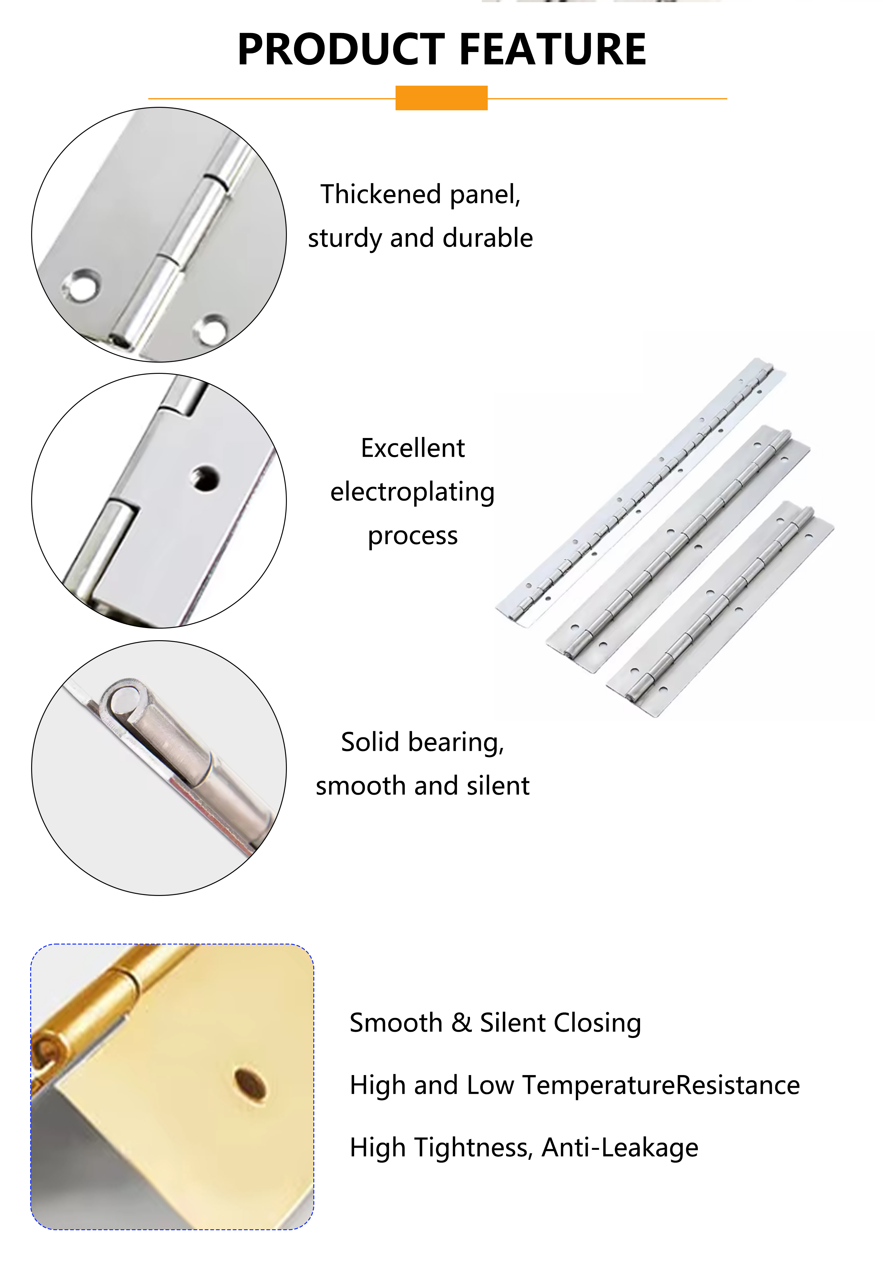 Heavy Duty Stainless Steel Piano Hinge With Holes For Cabinet Furniture Installation