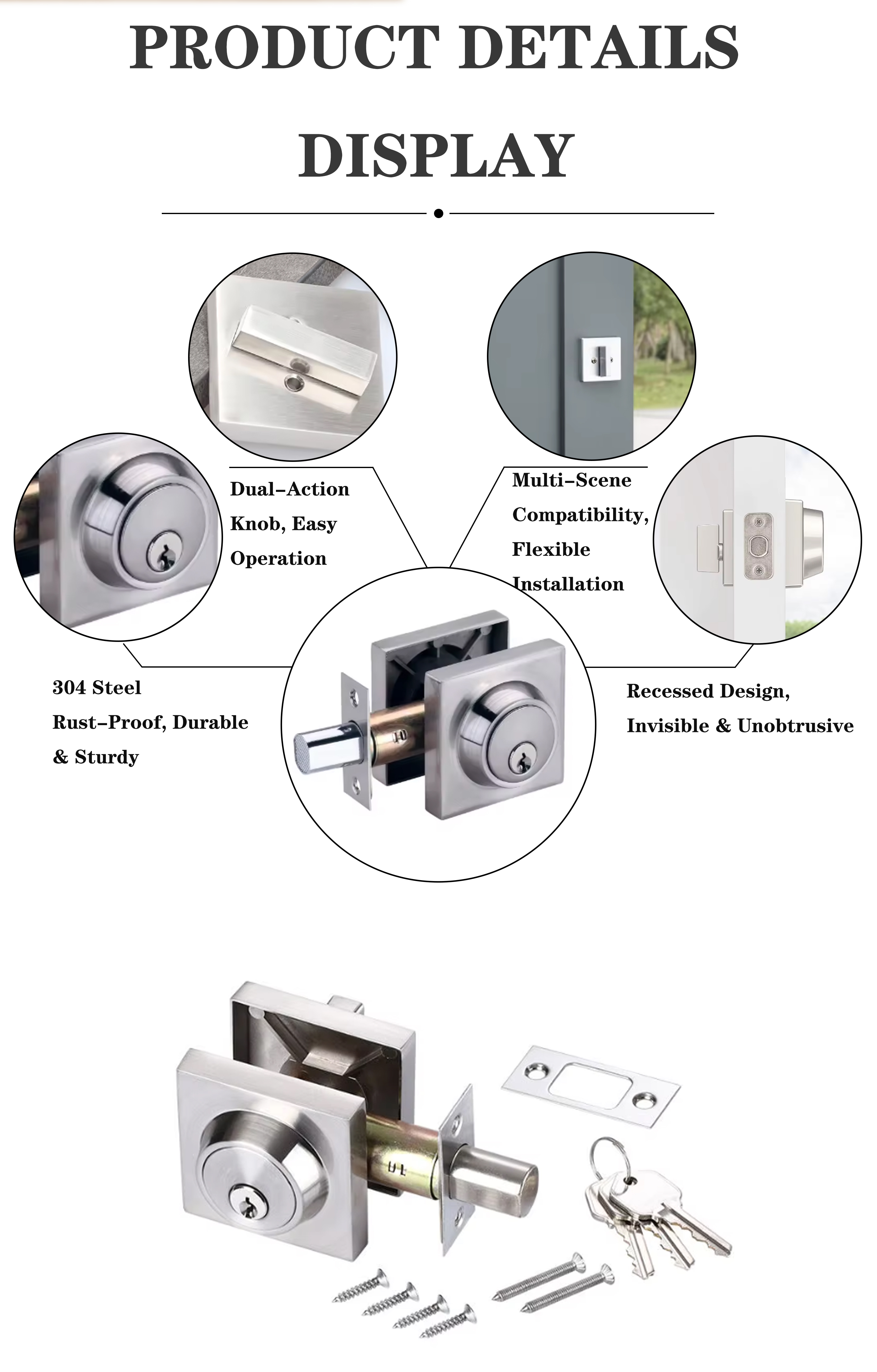 Stainless Steel Deadbolt Lock for Residential and Commercial Doors