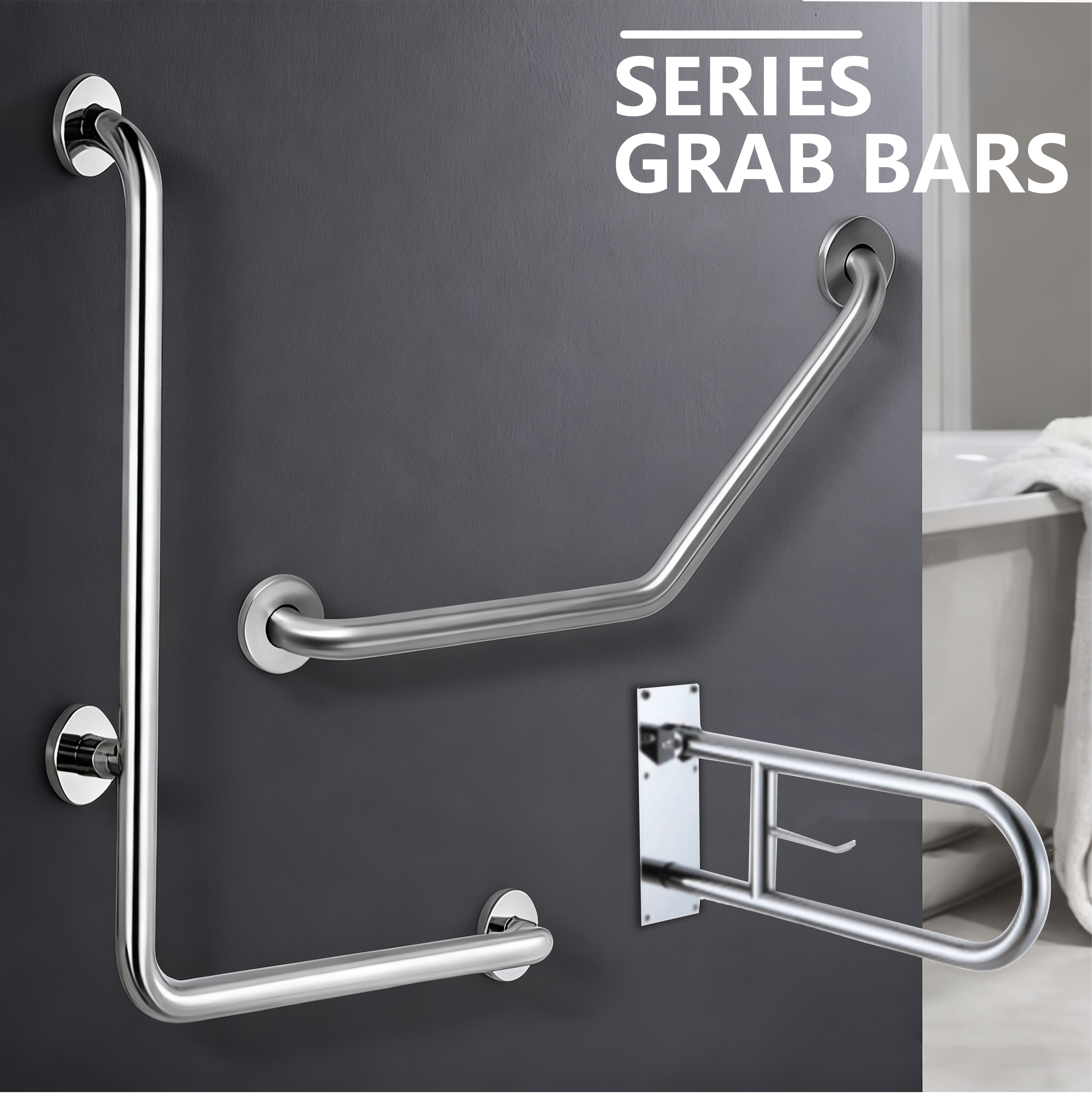 Foldable U Shape Grab Bar Toilet Safety Handrail for Elderly Handicap