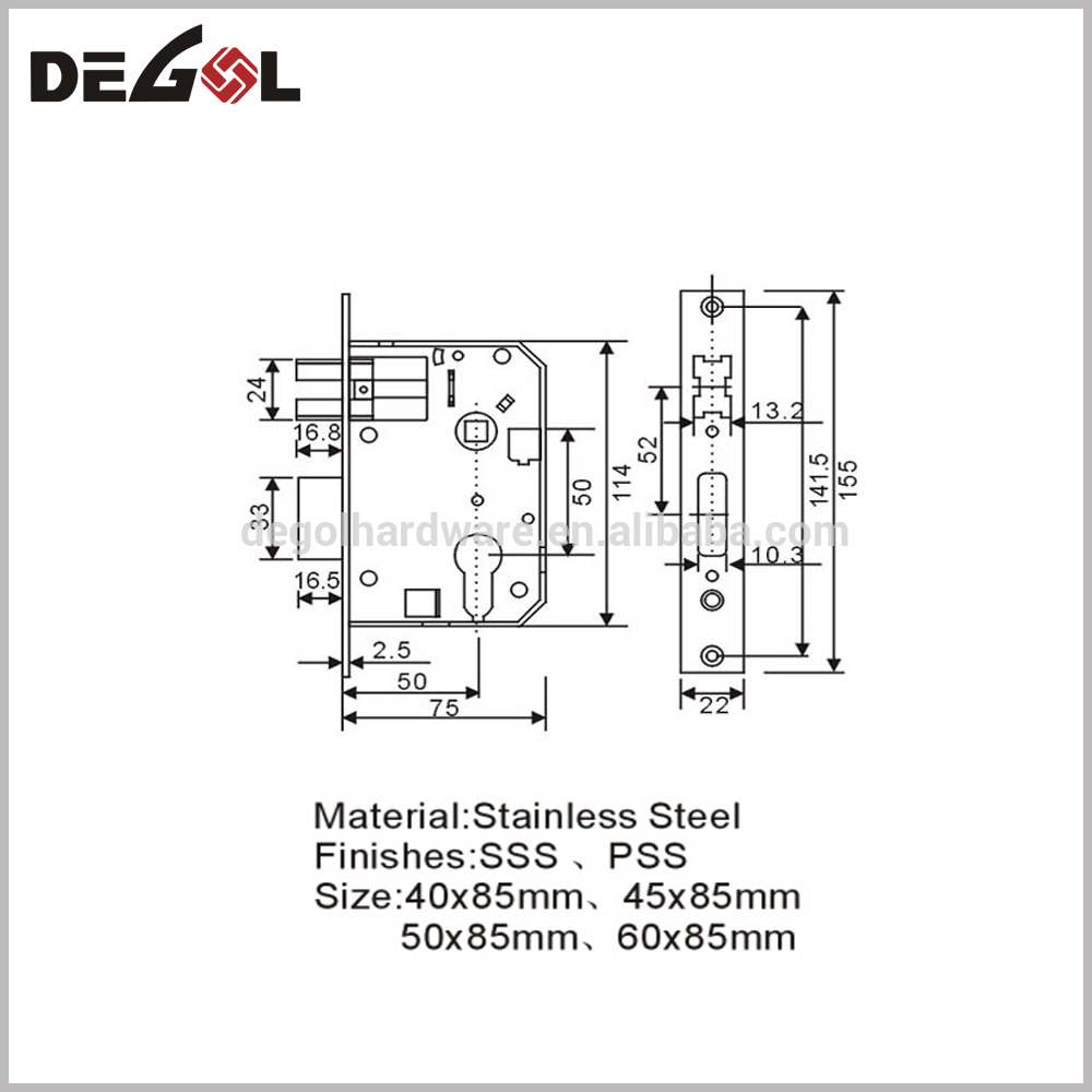 stainless steel latch mortise lock