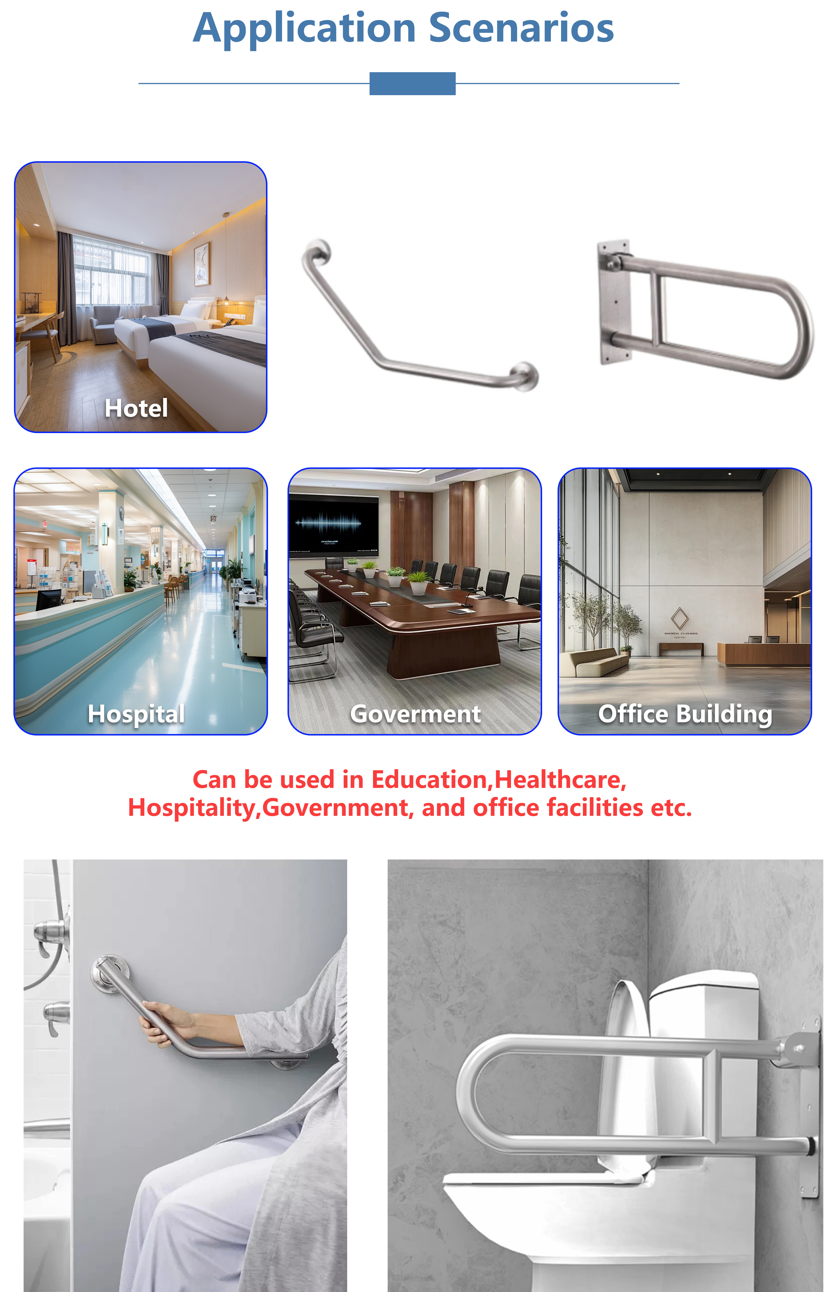 Premium Foldable U Shape Grab Bar for Bathroom Safety
