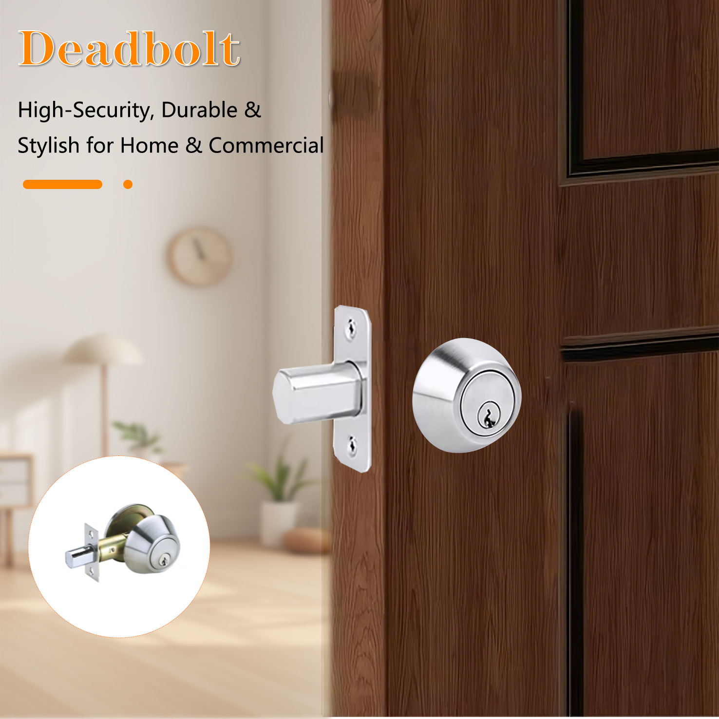 Stainless Steel Deadbolt Lock for Residential and Commercial Doors