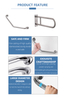 Foldable U Shape Grab Bar Toilet Safety Handrail for Elderly Handicap