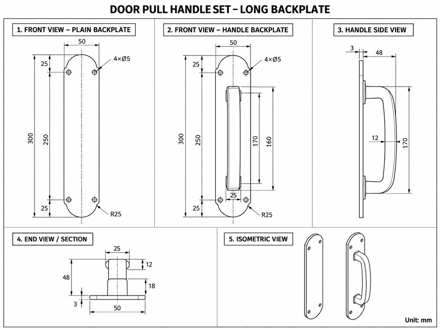 SP1016 Stainless Steel Push Pull Door Handle Set with Back Plates for Commercial Doors