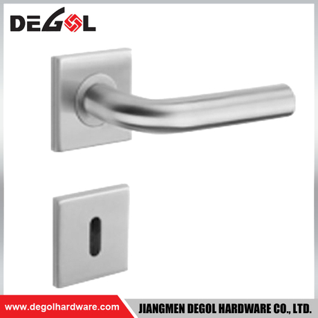 LH1095 Modern Stainless Steel Tubular Door Lever Handle on Square Rose