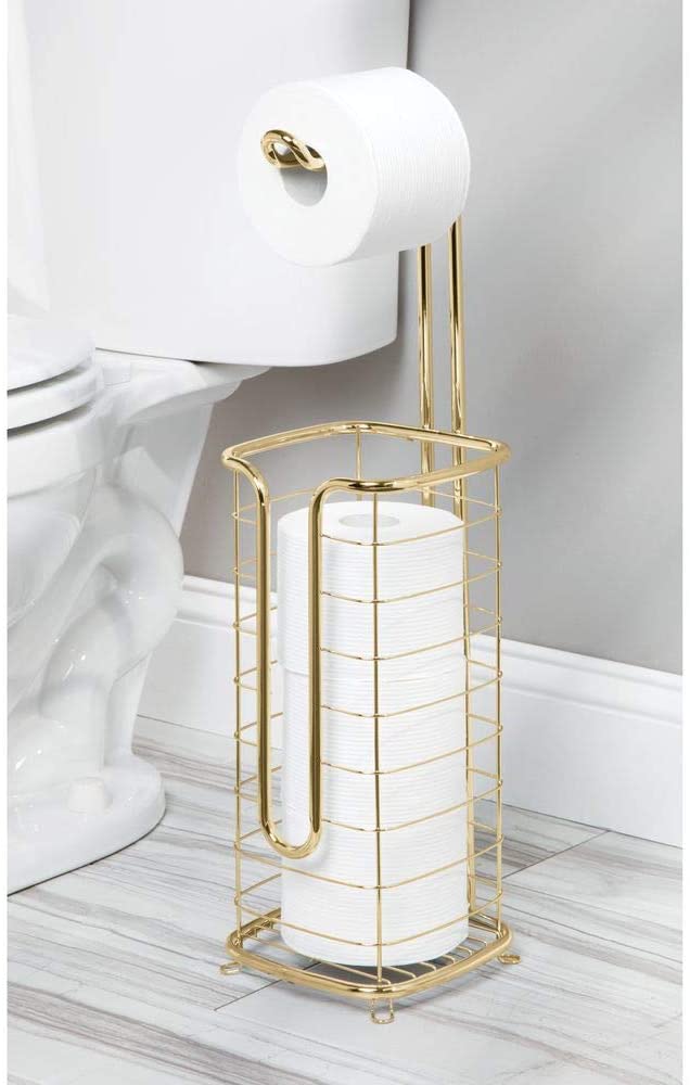 Metal Free Standing Toilet Paper Holder Stand and Dispenser