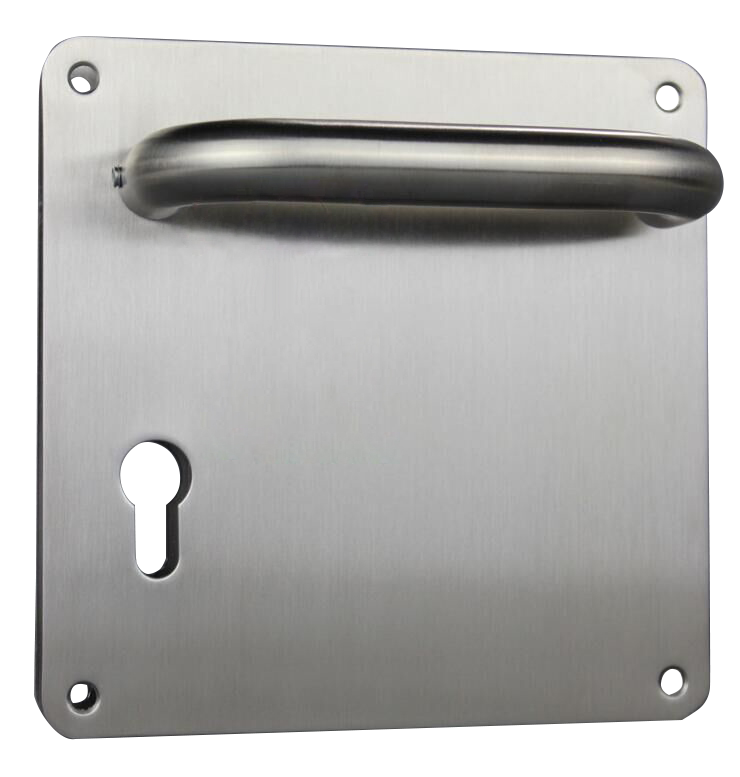 door lever handle on plate