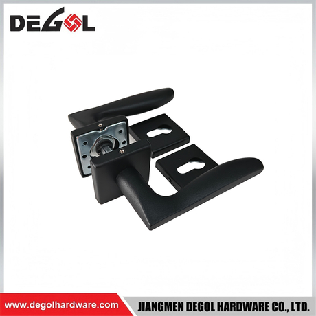 LH1101 Matte Black Tapered Door Lever Handle with Square Rose And Euro Profile Escutcheons