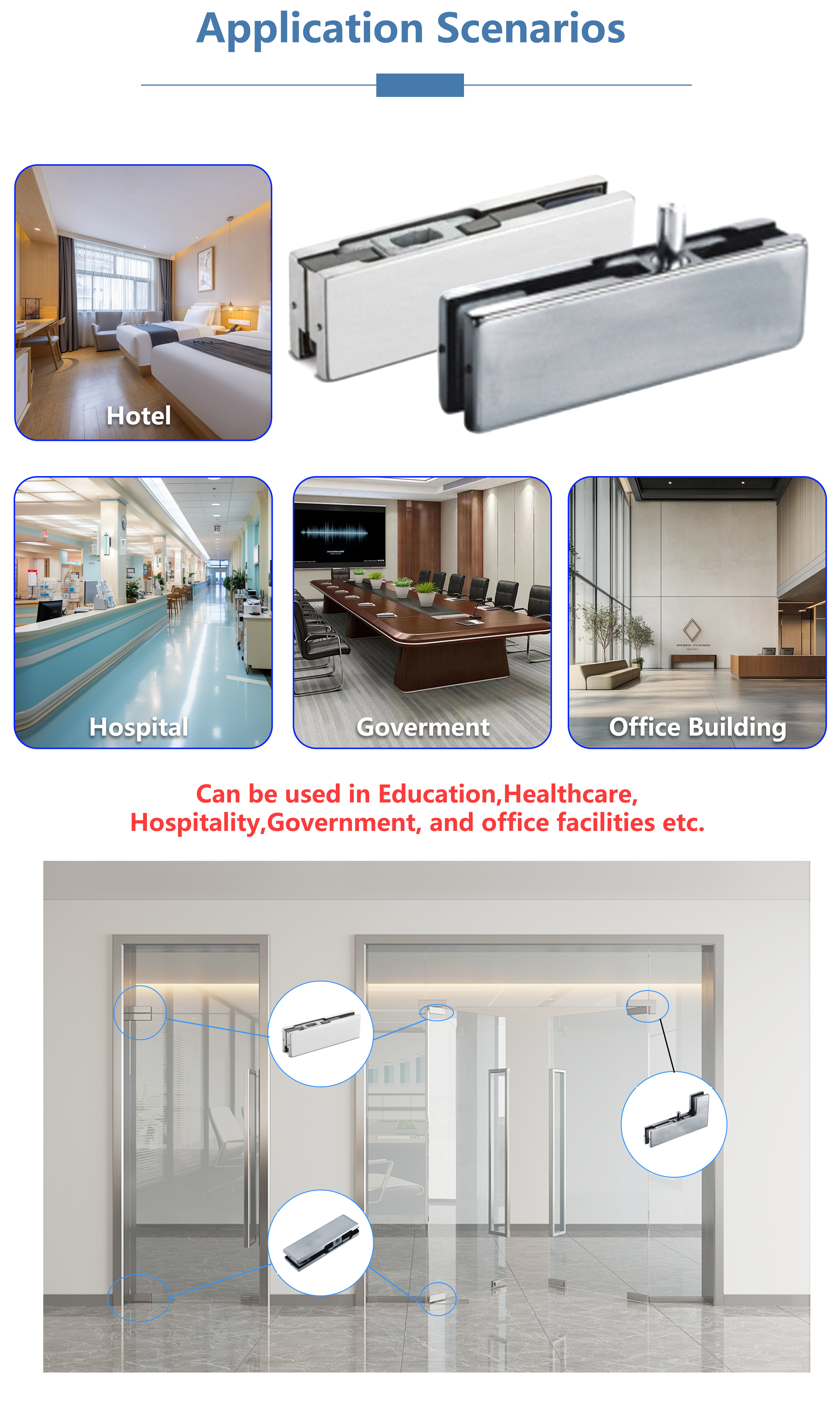 GC1007 Stainless Steel Shower Glass Patch Fitting Wall Mounted Glass Panel Holder